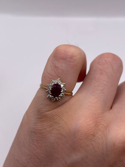 9ct gold ruby and diamond ring
