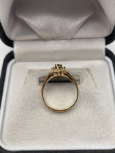 Load image into Gallery viewer, 9ct gold garnet flower ring
