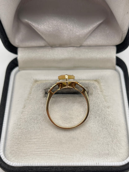 9ct gold opal and zircon ring