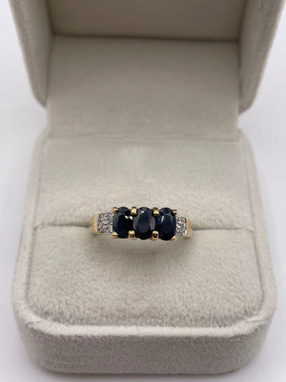 9ct gold sapphire and diamond ring