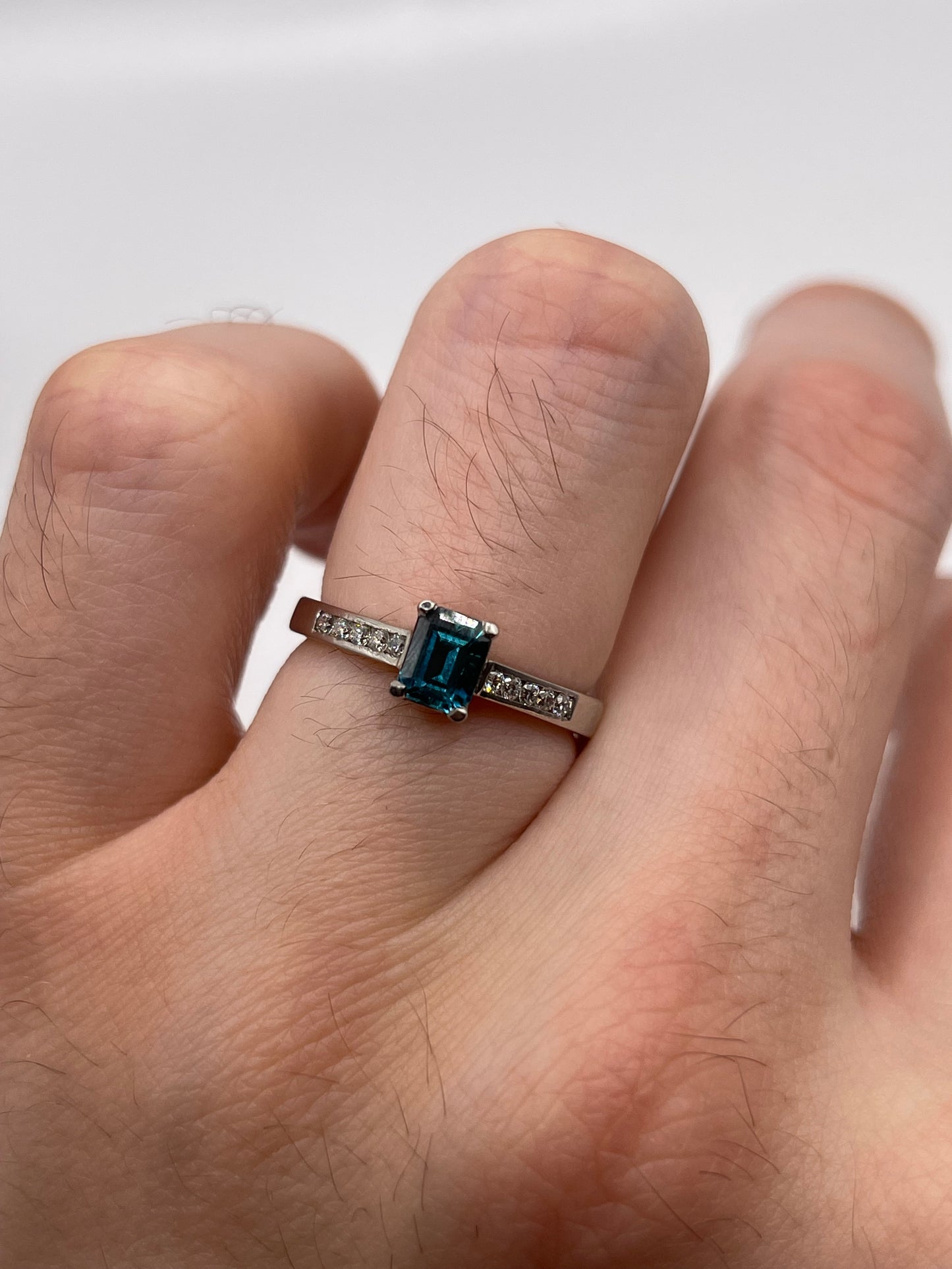 Palladium tourmaline and diamond ring