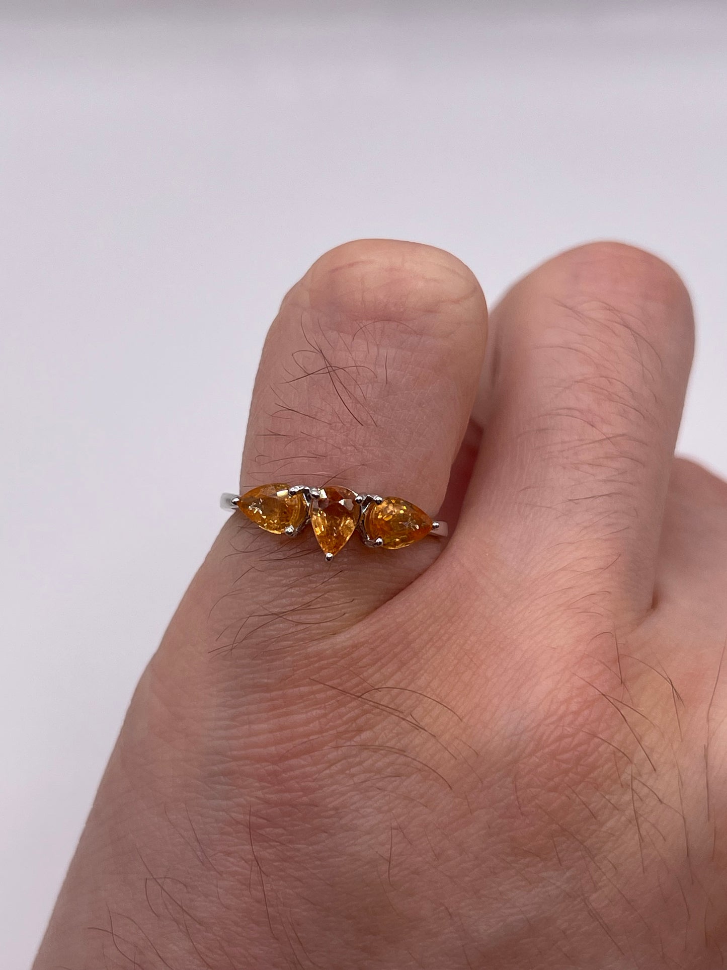 9ct white gold orange sapphire ring