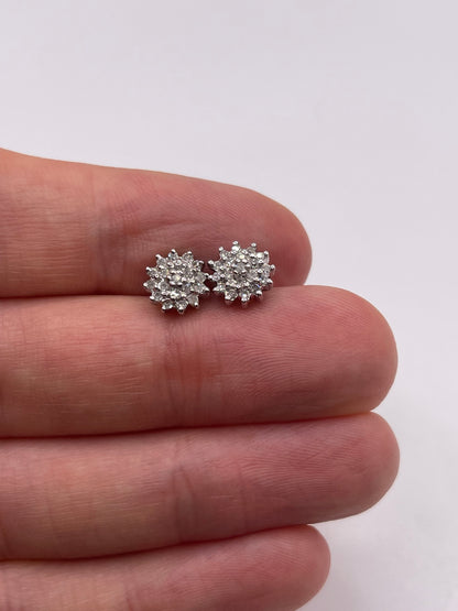 9ct gold diamond cluster earrings