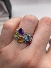 Load image into Gallery viewer, 18ct white gold multi gemstone and diamond ring
