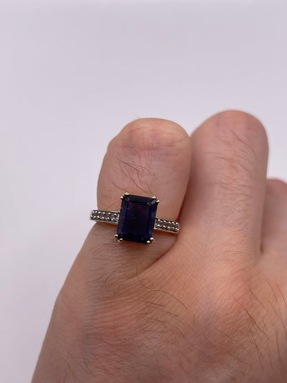 9ct gold iolite and zircon ring