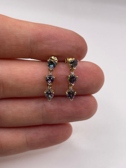 9ct gold mystic topaz and diamond earrings