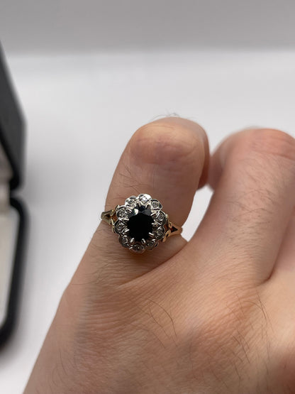 9ct gold sapphire and diamond ring