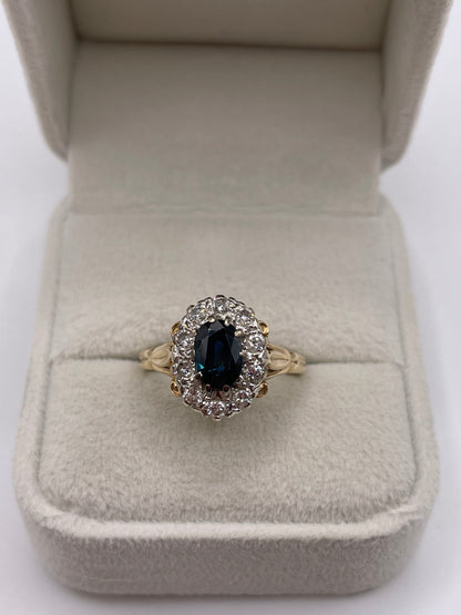 9ct gold sapphire and diamond ring