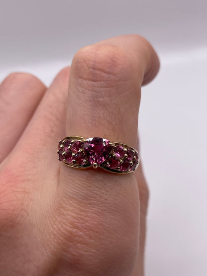 9ct gold pink topaz cluster ring