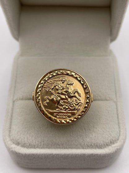 9ct gold cz at George medallion ring