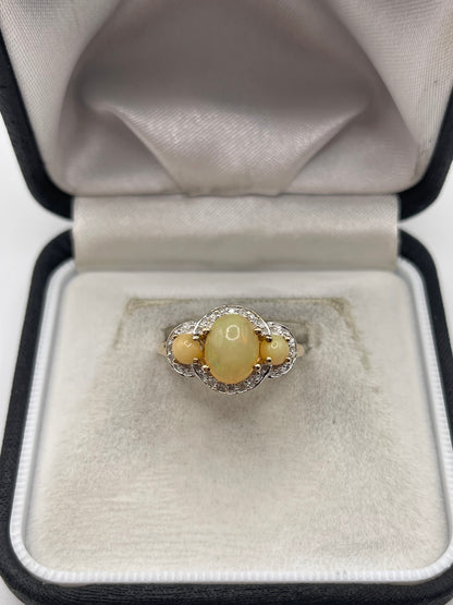 9ct gold opal and diamond ring