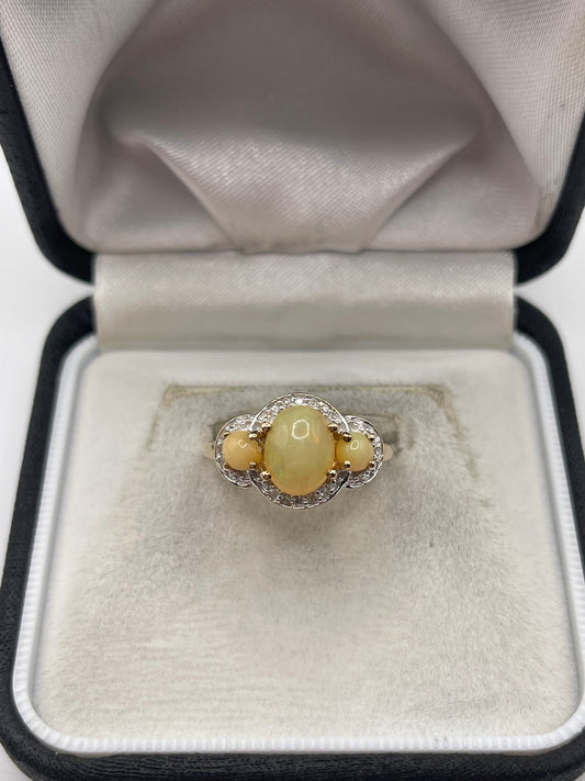 9ct gold opal and diamond ring