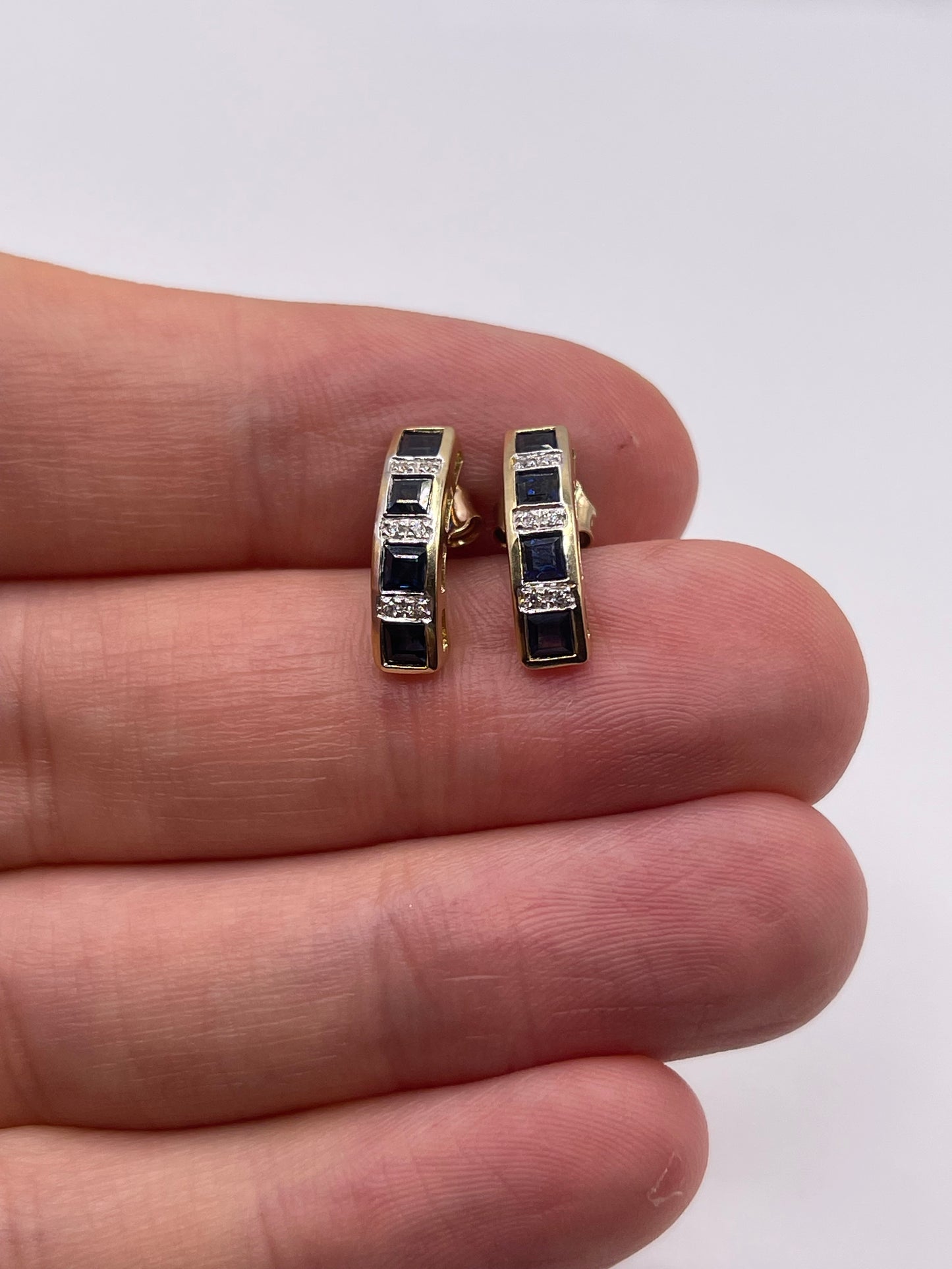 14ct gold sapphire and diamond earrings