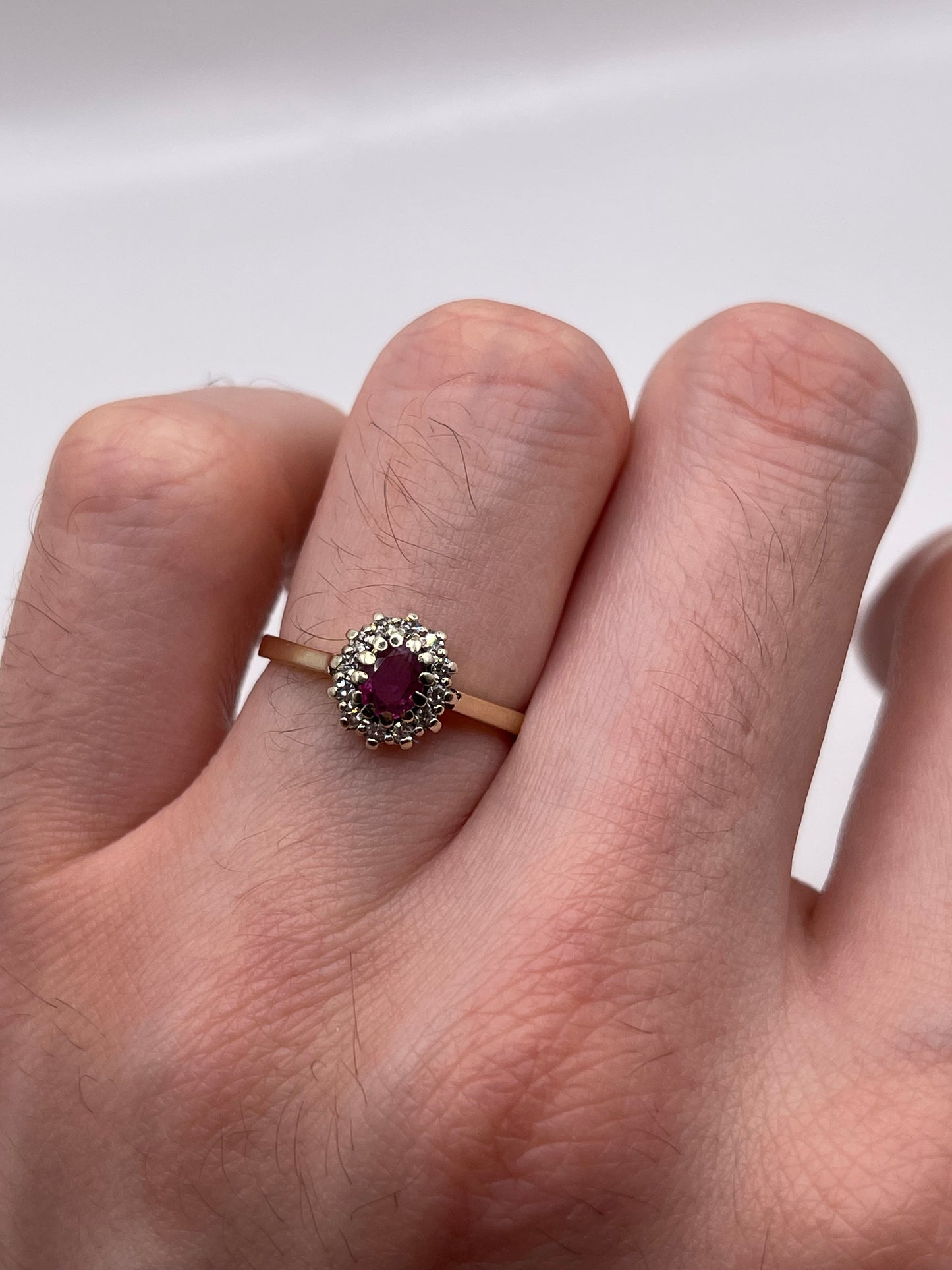 9ct gold ruby and diamond ring