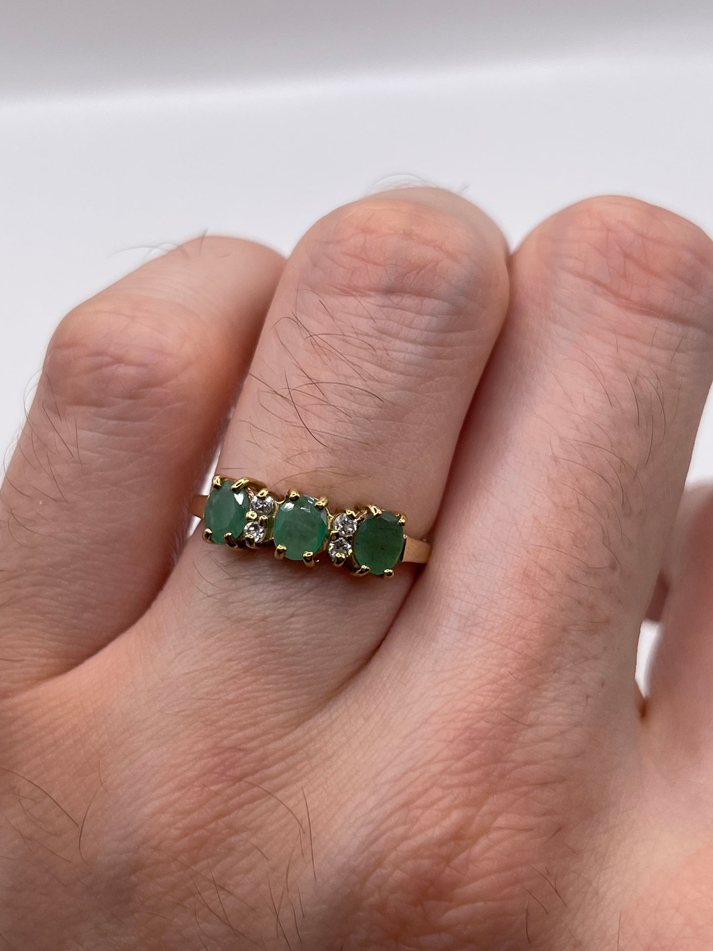 9ct gold emerald and diamond ring