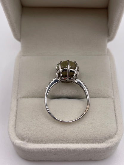 9ct white gold quartz and diamond ring