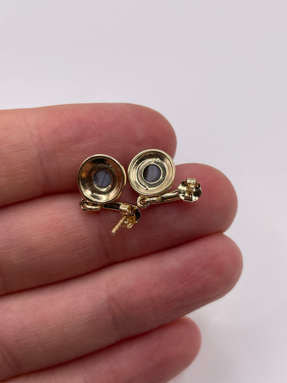 9ct gold cats eye and diamond earrings