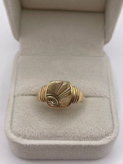 9ct gold diamond signet ring