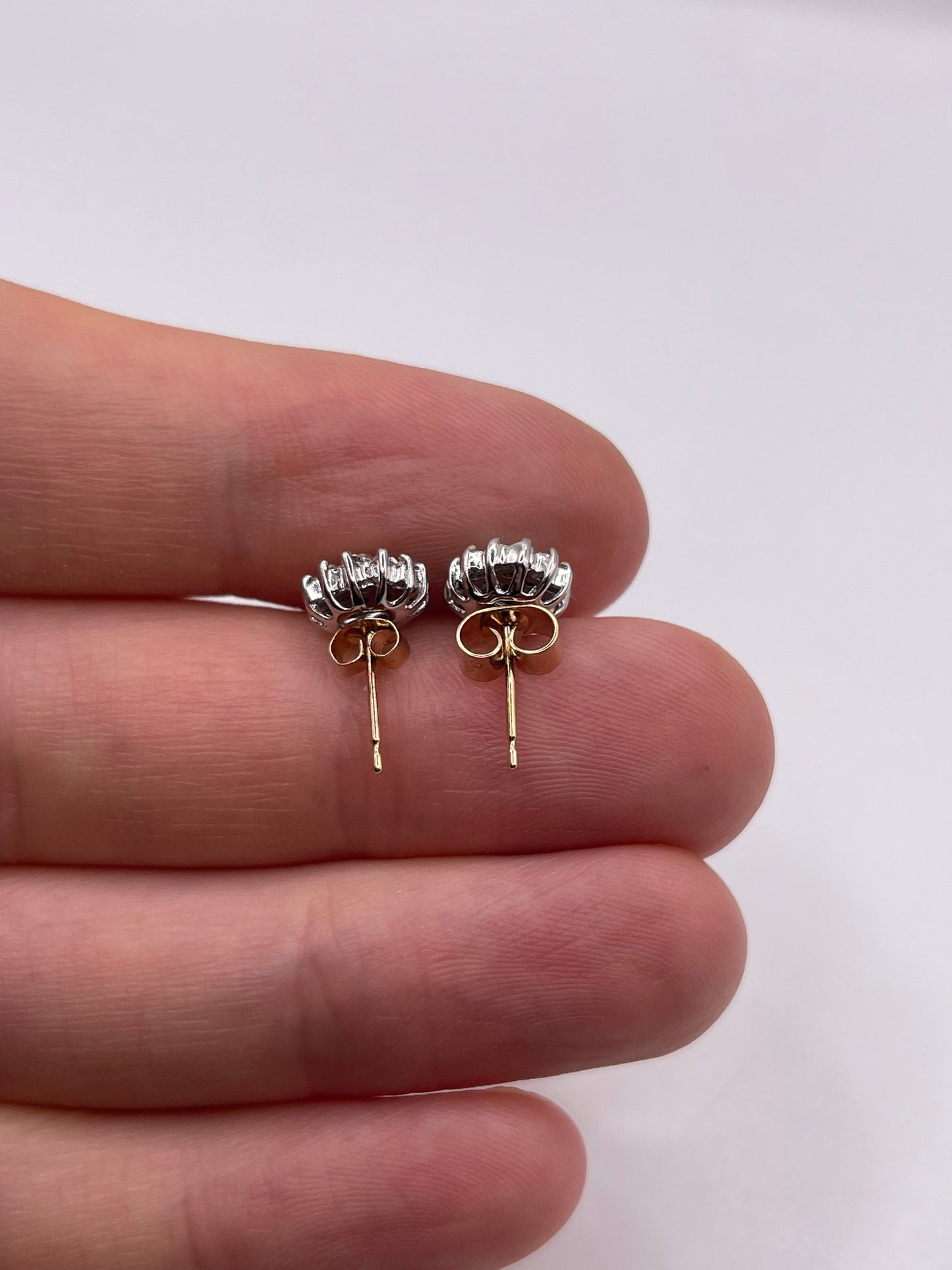 9ct gold diamond cluster earrings