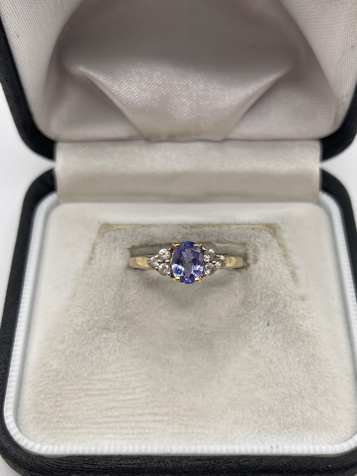 9ct gold tanzanite and zircon ring