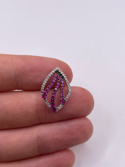 9ct white gold ruby and diamond pendant