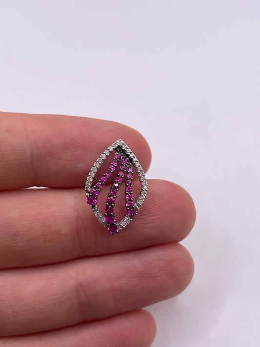 9ct white gold ruby and diamond pendant