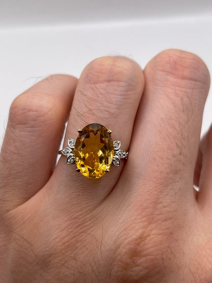 9ct gold citrine and zircon ring