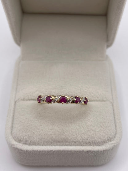9ct gold ruby and diamond ring