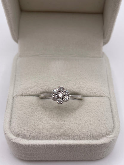 9ct white gold diamond cluster ring