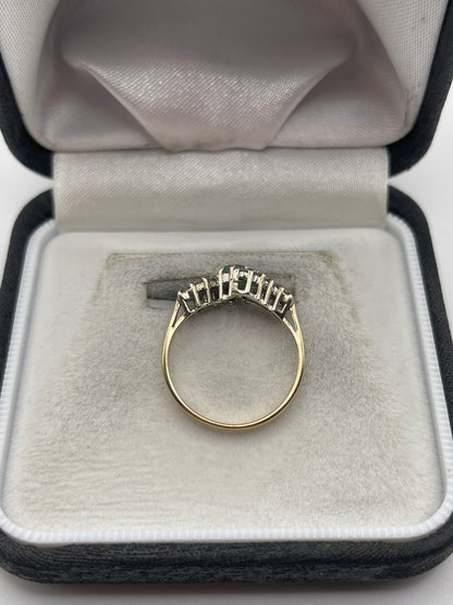 9ct gold emerald and diamond ring