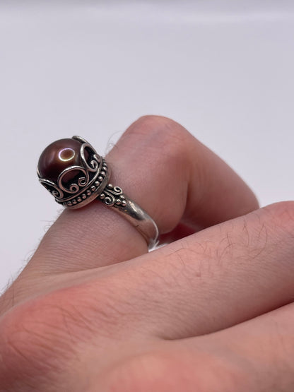 Silver pearl ring