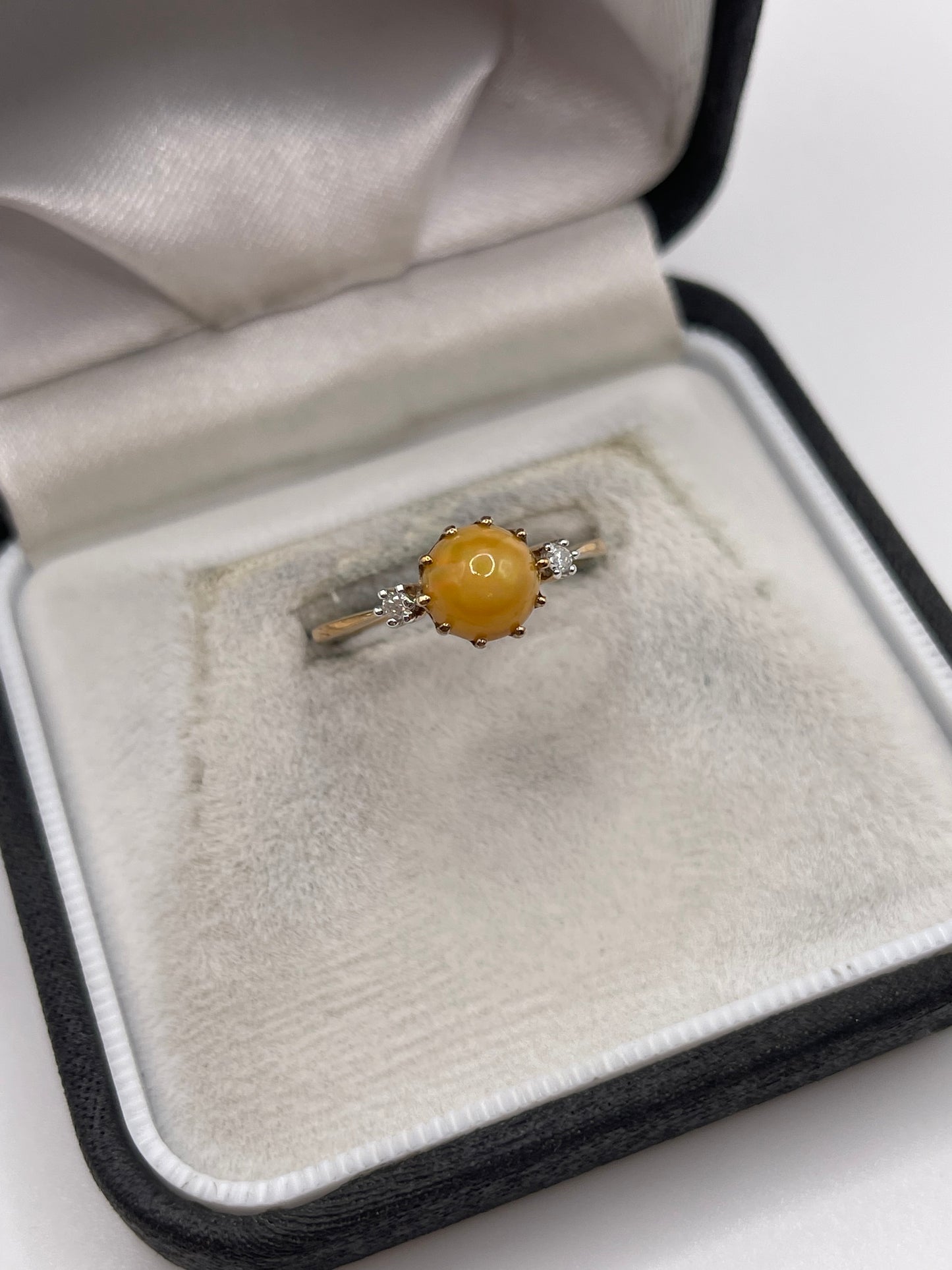 9ct gold opal and diamond ring
