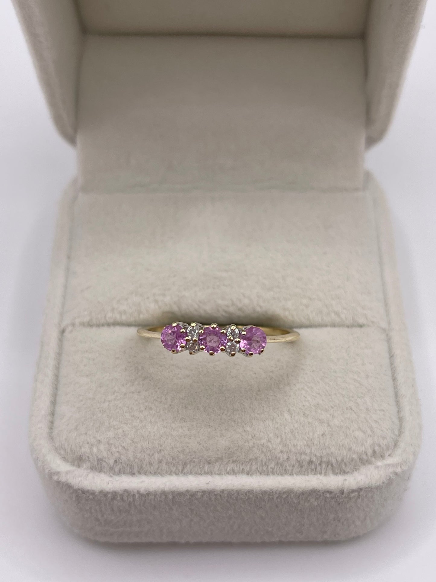 9ct gold pink sapphire and diamond ring