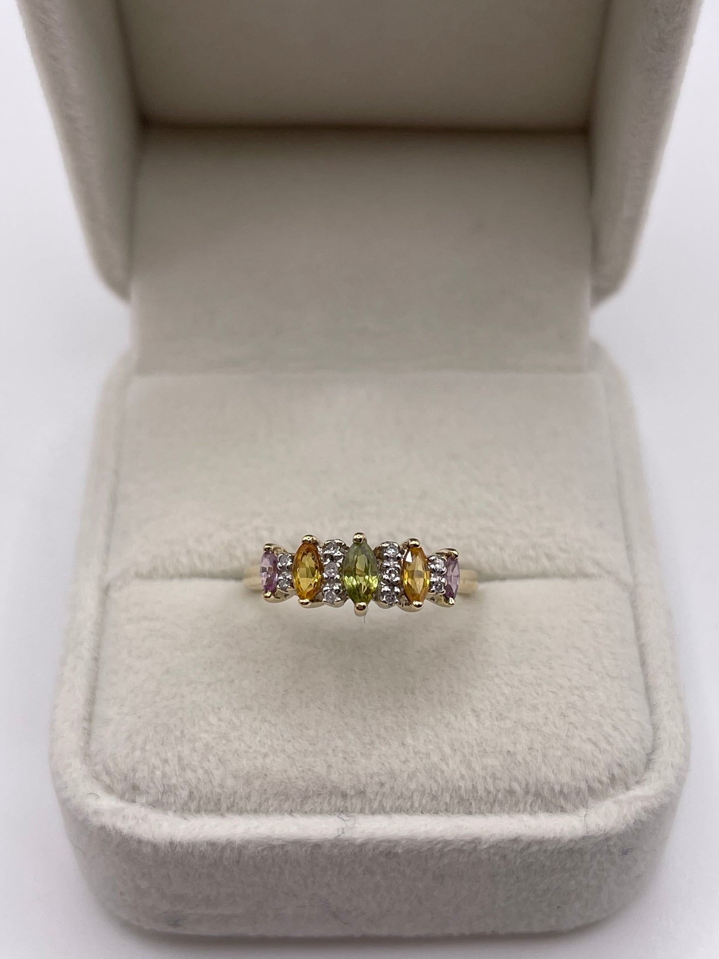 9ct gold multi gemstone and diamond ring