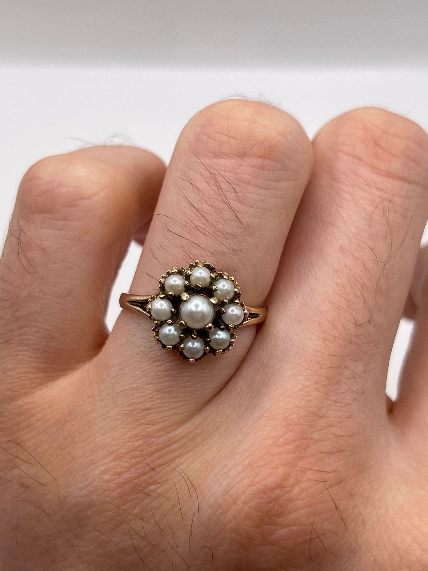 9ct gold pearl cluster ring