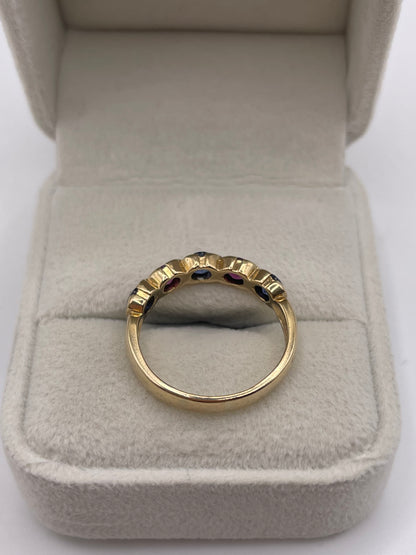 9ct gold ruby and sapphire ring