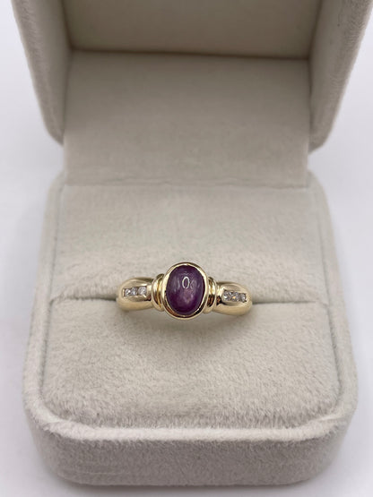 9ct gold star ruby and diamond ring