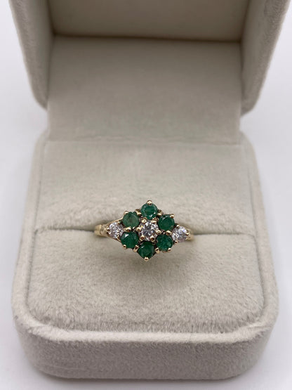 9ct gold emerald and cz ring