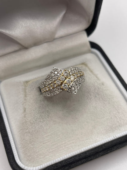 9ct two tone gold diamond cluster ring