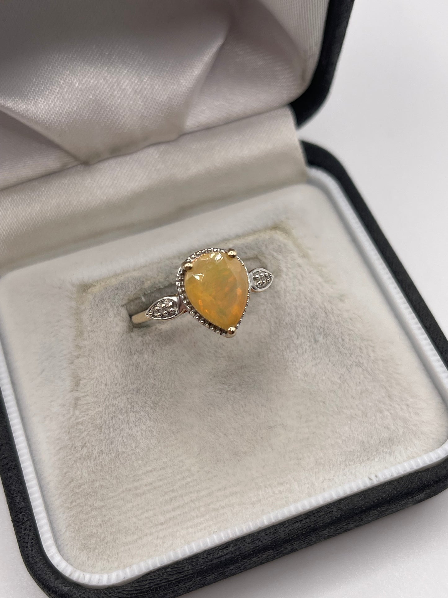 9ct gold opal and zircon ring