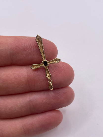 9ct gold sapphire and diamond cross pendant