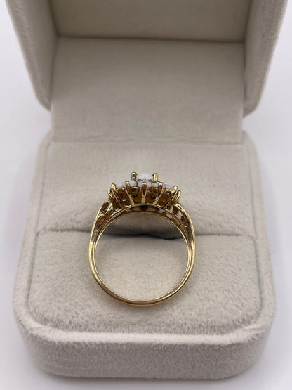 9ct gold opal and diamond ring