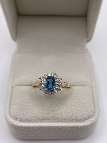 9ct gold topaz and diamond ring