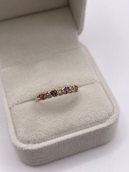9ct gold ruby and diamond ring
