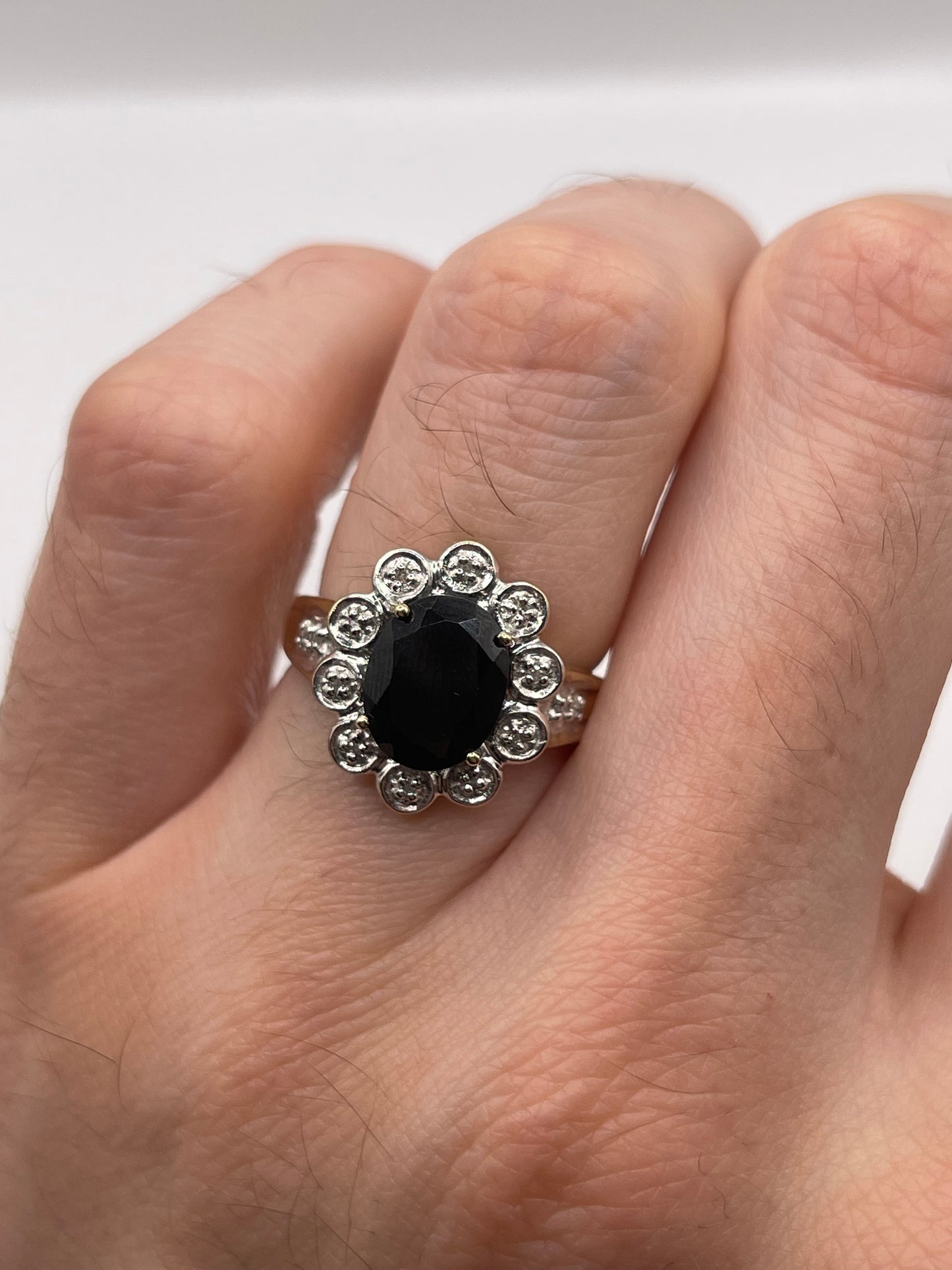 9ct gold sapphire and diamond ring
