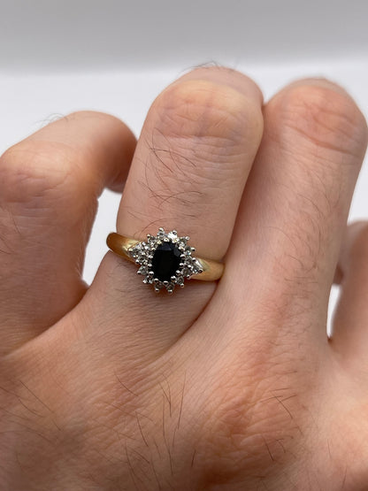 9ct gold sapphire and diamond ring