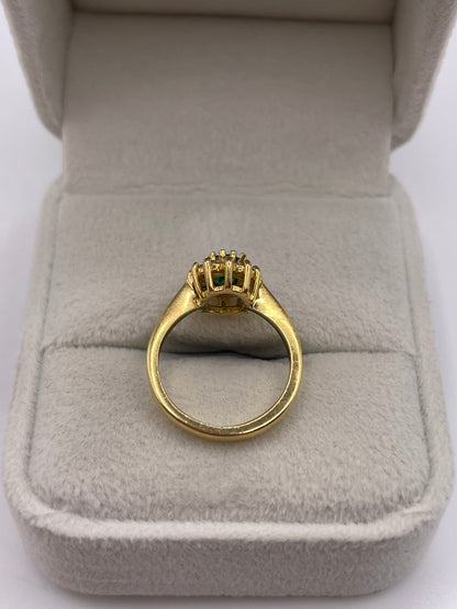 18ct gold emerald and diamond ring