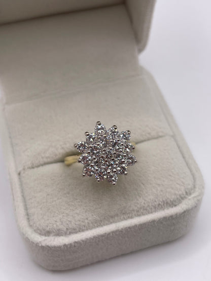18ct gold 1.73ct diamond cluster ring