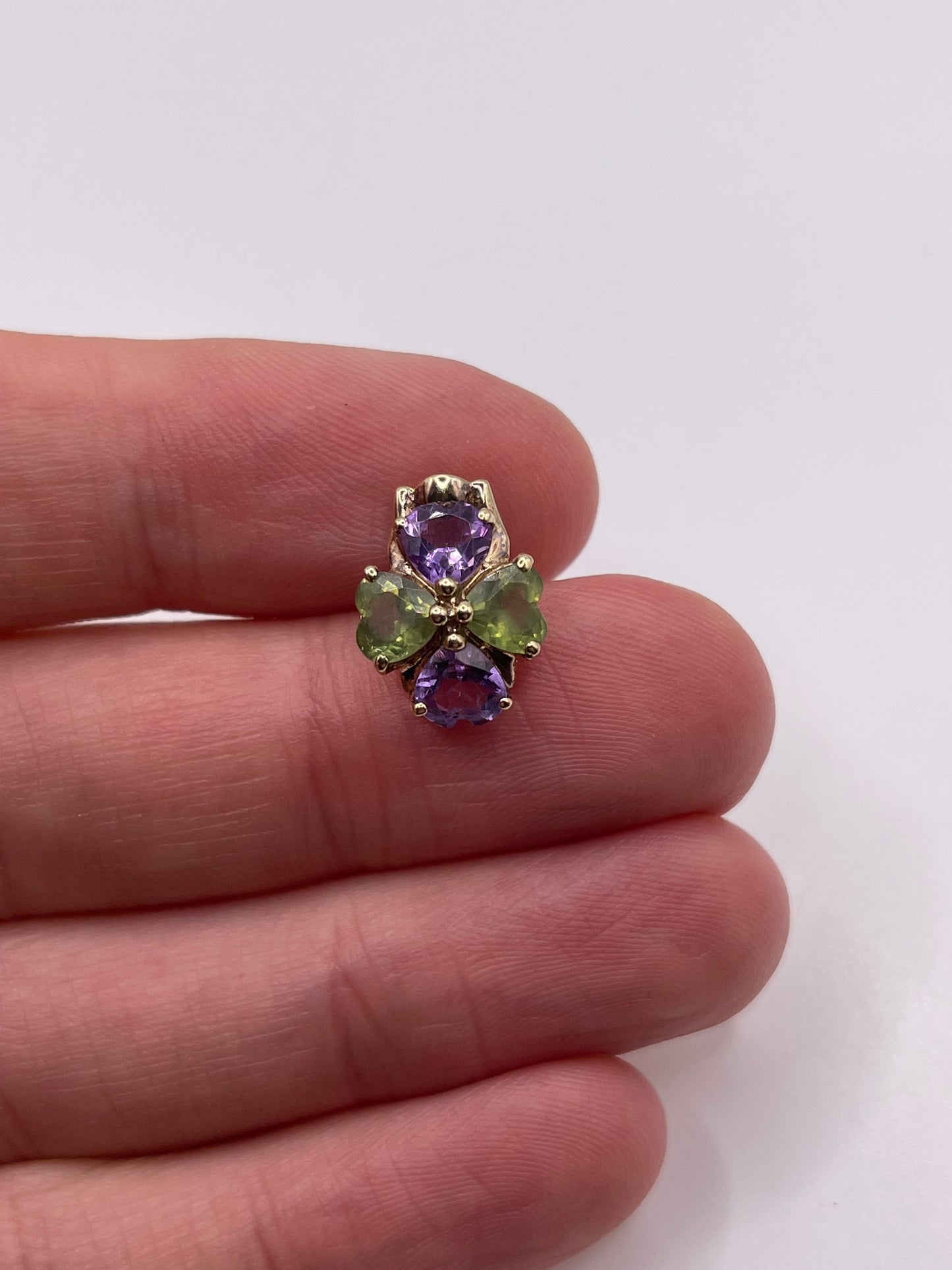 9ct gold amethyst and quartz pendant