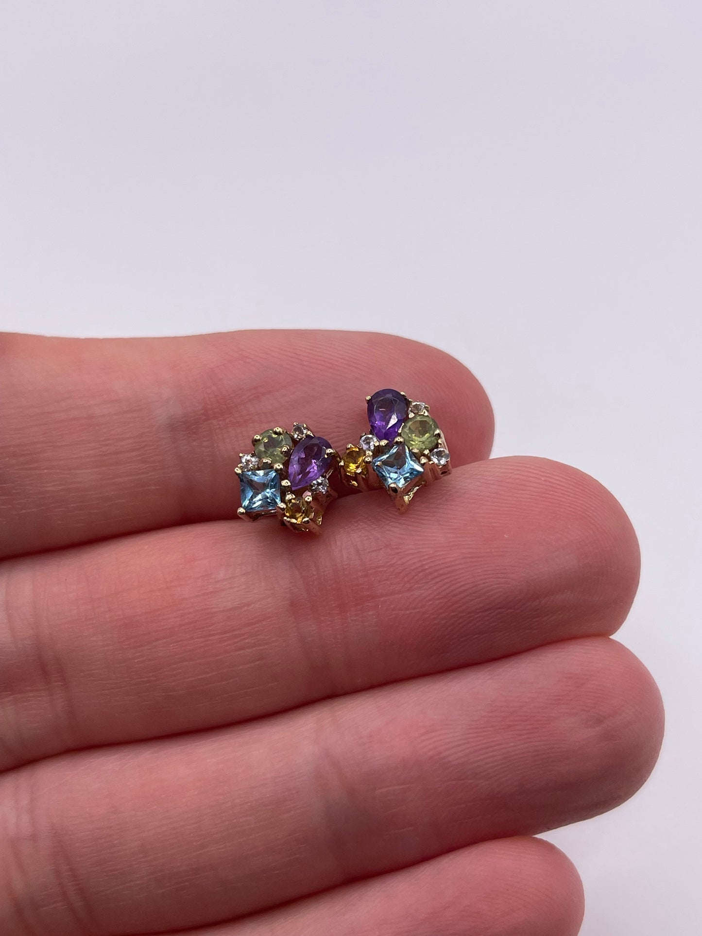 9ct gold multi gemstone and diamond earrings
